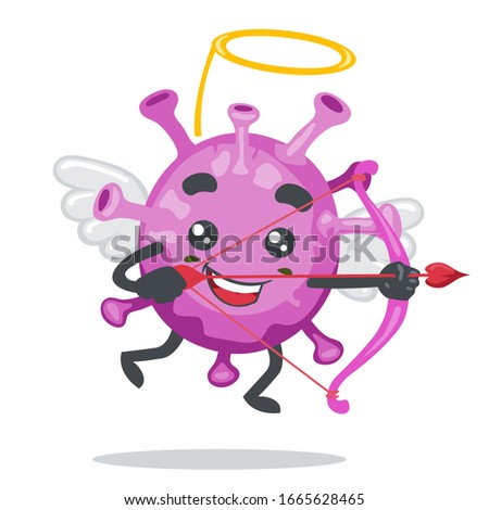 vector illustration of character or corona virus mascot wearing cupid costume