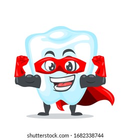 vector illustration of character or dental mascot wearing super hero costume