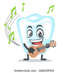 vector illustration of character or dental mascot playing guitar