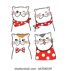 Vector illustration character design adorable portrait cat for Christmas day.