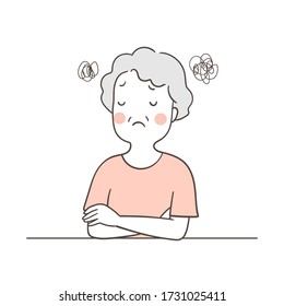 Vector illustration character design angry elderly senior grandmother.Draw doodle cartoon style.