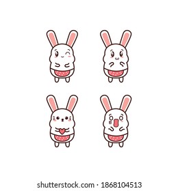 Dibujo del diseño de la colección de personajes de la ilustración del vector de un bonito conejo. Dibujar el estilo de dibujos animados del doodle.