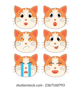 Ilustración vectorial colección de dibujos animados lindo gatos emoticonos estilo caricatura