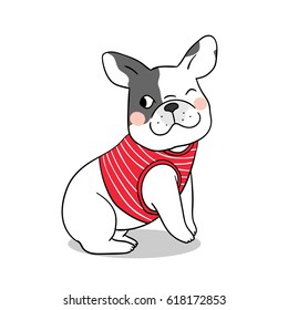 Vector illustration character design cute pug dog.