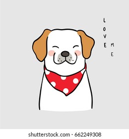 Vector illustration character design of dog and wording love me.