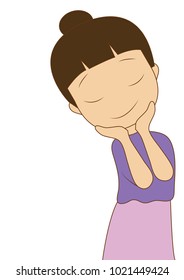 vector illustration character design of girl shy and smile