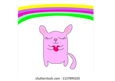 Vector illustration character design outline of cat. Vector hand drawn cute cat's face