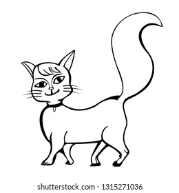 Vector illustration character design outline of cat.Draw doodle style.