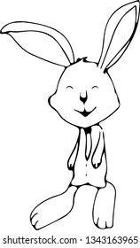 Vector illustration character design, outline of cute rabbit.Draw doodle cartoon style.Rabbits in contours use for Web, line , icon or logo