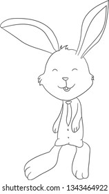 Vector illustration character design, outline of cute rabbit. Drawn doodle cartoon style. Rabbit contours, could be used for Web, line, icon or logo