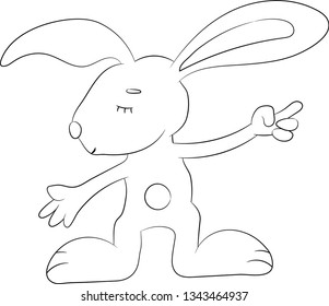 Vector illustration character design, outline of cute rabbit. Drawn doodle cartoon style. Rabbit contours, could be used for Web, line, icon or logo