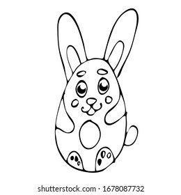 Vector illustration character design outline of cute rabbit.Draw doodle cartoon style.