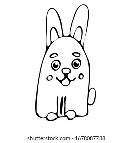 Dibujo de carácter ilustrativo del diseño del conejo lindo. Dibujar estilo de dibujo de doodle.