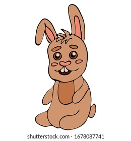 Vector illustration character design outline of cute rabbit.Draw doodle cartoon style.