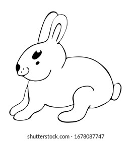 Vector illustration character design outline of cute rabbit.Draw doodle cartoon style.