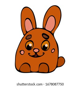 Vector illustration character design outline of cute rabbit.Draw doodle cartoon style.