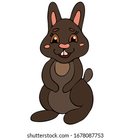 Vector illustration character design outline of cute rabbit.Draw doodle cartoon style.