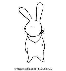 Vector illustration Character design outline of cute rabbit.