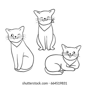 Vector illustration character design outline of cat.