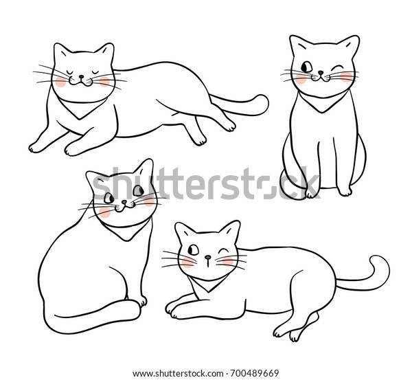 Vector Illustration Character Design Outline Adorable Stock Vector ...