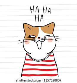 Vector illustration character design portrait of cat and red sweater.Doodle cartoon style.
