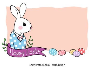 Vector illustration character design of rabbit in Easter day on sweet background.