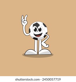 Diseño de personaje de Ilustración vectorial de balón de fútbol