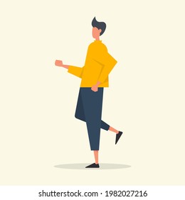 vector illustration of character design with walking pose. suitable for business graphic assets, print media, web design, and others according to your needs.