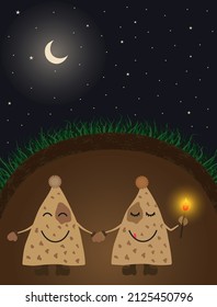 Vector illustration of a character in an earth hole
