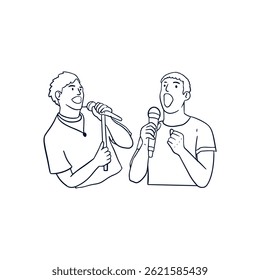 vector illustration of a character enjoying singing