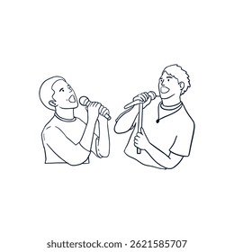 vector illustration of a character enjoying singing