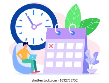 Vector illustration. character entrepreneurs create their work schedules. Develop plans and targets. Business chart design for scheduling tasks of the week - Vector - Vector.