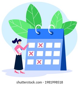 Vector illustration. character entrepreneurs create their work schedules. Develop plans and targets. Business chart design for scheduling tasks of the week - Vector - Vector.