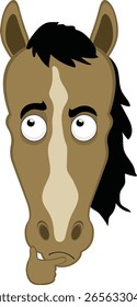 personagem de ilustração vetorial face horse cartoon, com uma expressão de pensamento ou dúvida