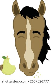 Vektorgrafik Figur Gesicht Pferd Cartoon essen Birne Frucht