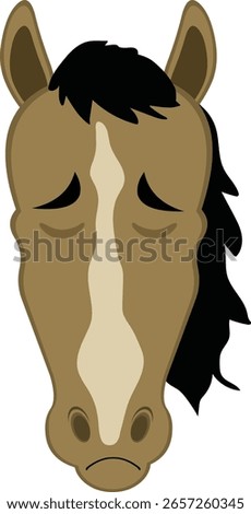 vector illustration character face horse cartoon, with a sadness and regret expression