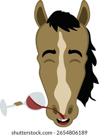 Dibujos animados de la manguera de la cara del personaje de la Ilustración vectorial, bebiendo una copa de bebida de vino