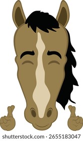 Caricatura de la manguera de la cara del personaje de Ilustración vectorial, cruzando los dedos de las manos, pidiendo un deseo o buena suerte