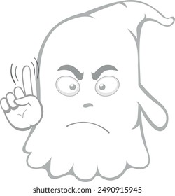 vector illustration character ghost cartoon, saying no with a hand gesture