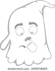 vector illustration character ghost cartoon picking your nose looking for a mucus with your finger hand