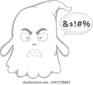 vector illustration character ghost cartoon, with a speech bubble and insult text