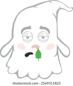 vector illustration character ghost cartoon, pale with flu symptoms and mucus falling from the nose