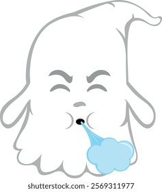 vector illustration character ghost cartoon, with his mouth blowing air