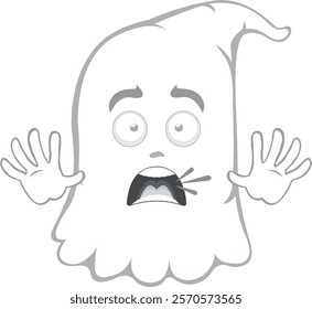 vector illustration character ghost cartoon, with an expression of scare and horror