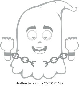 vector illustration character ghost cartoon, breaking chains in freedom and enmancipation