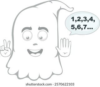 vector illustration character ghost cartoon, with your fingers hands counting numbers