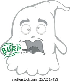 vector illustration character ghost cartoon, mouth burping with the text burp