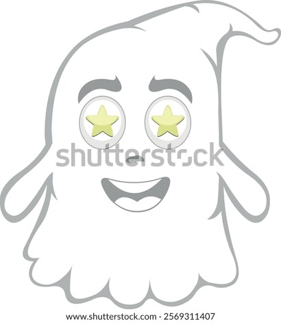 vector illustration character ghost cartoon, marveling with stars in his eyes