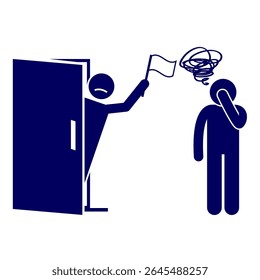 Ilustración vectorial de un personaje que se rinde