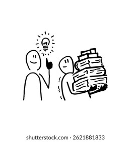 vector illustration of character giving idea